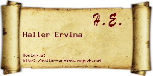 Haller Ervina névjegykártya
